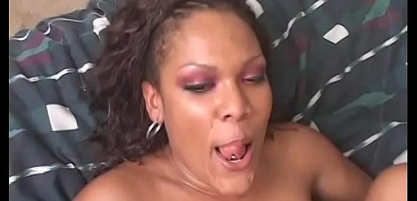  Black cute chick Janet Nasty gives head to this black cock to moisturise it for the penetration